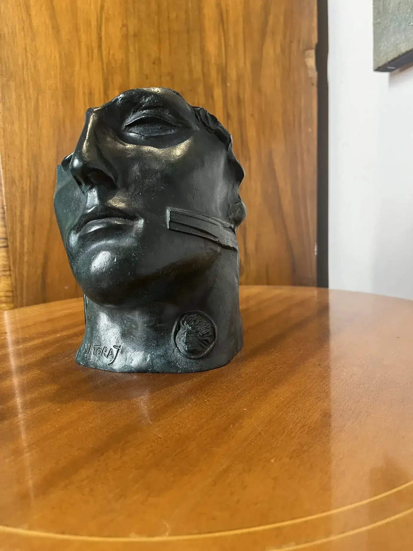 Centurione II (1987) — Igor Mitoraj, dark patina bronze, three-quarter view, signed MITORAJ