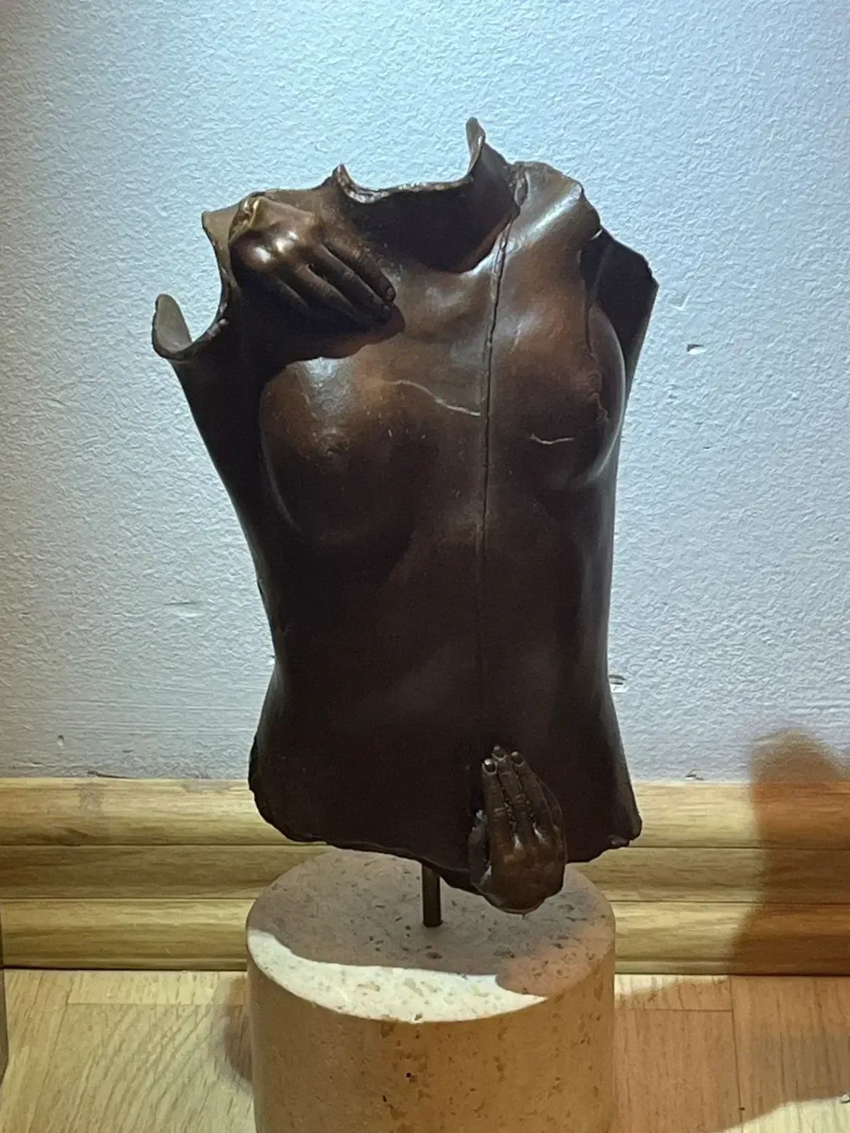 Kea (1979) — Igor Mitoraj, bronze torso, left profile view, dark patina