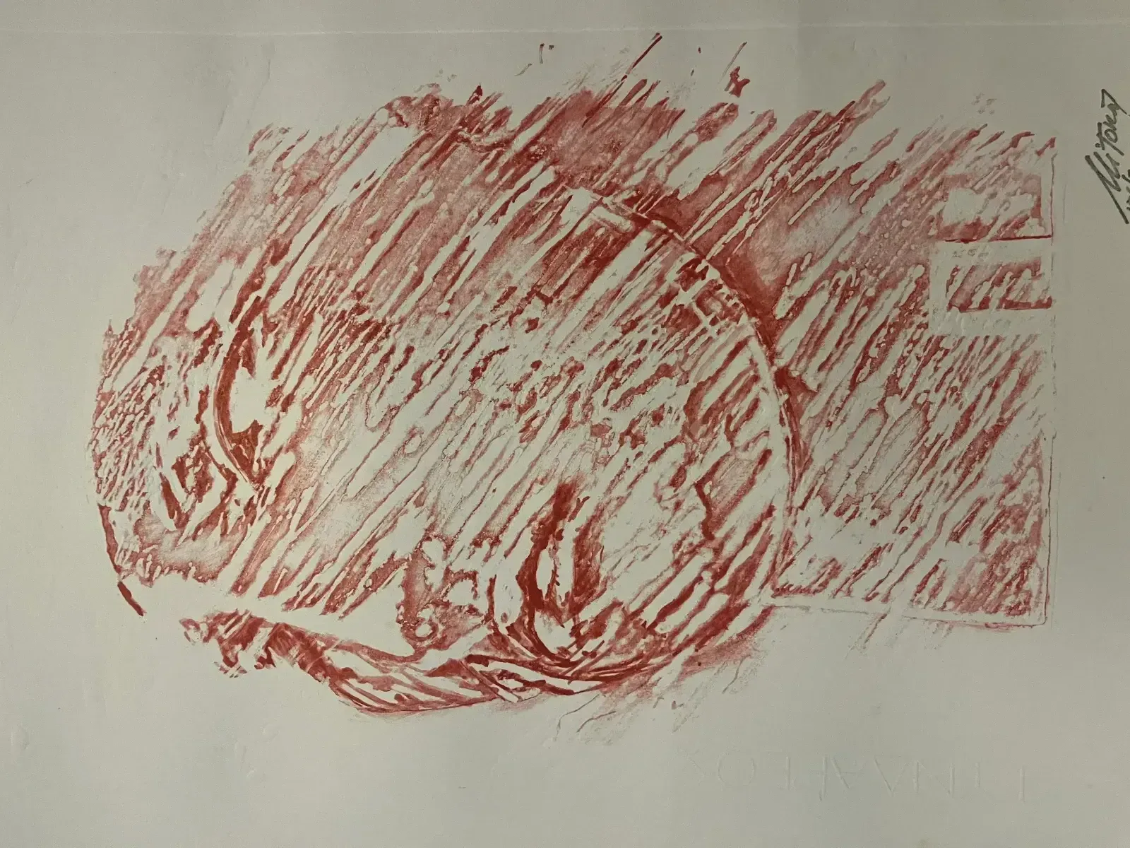 Centurione Rouge lithograph — Igor Mitoraj, detail view of the signed print