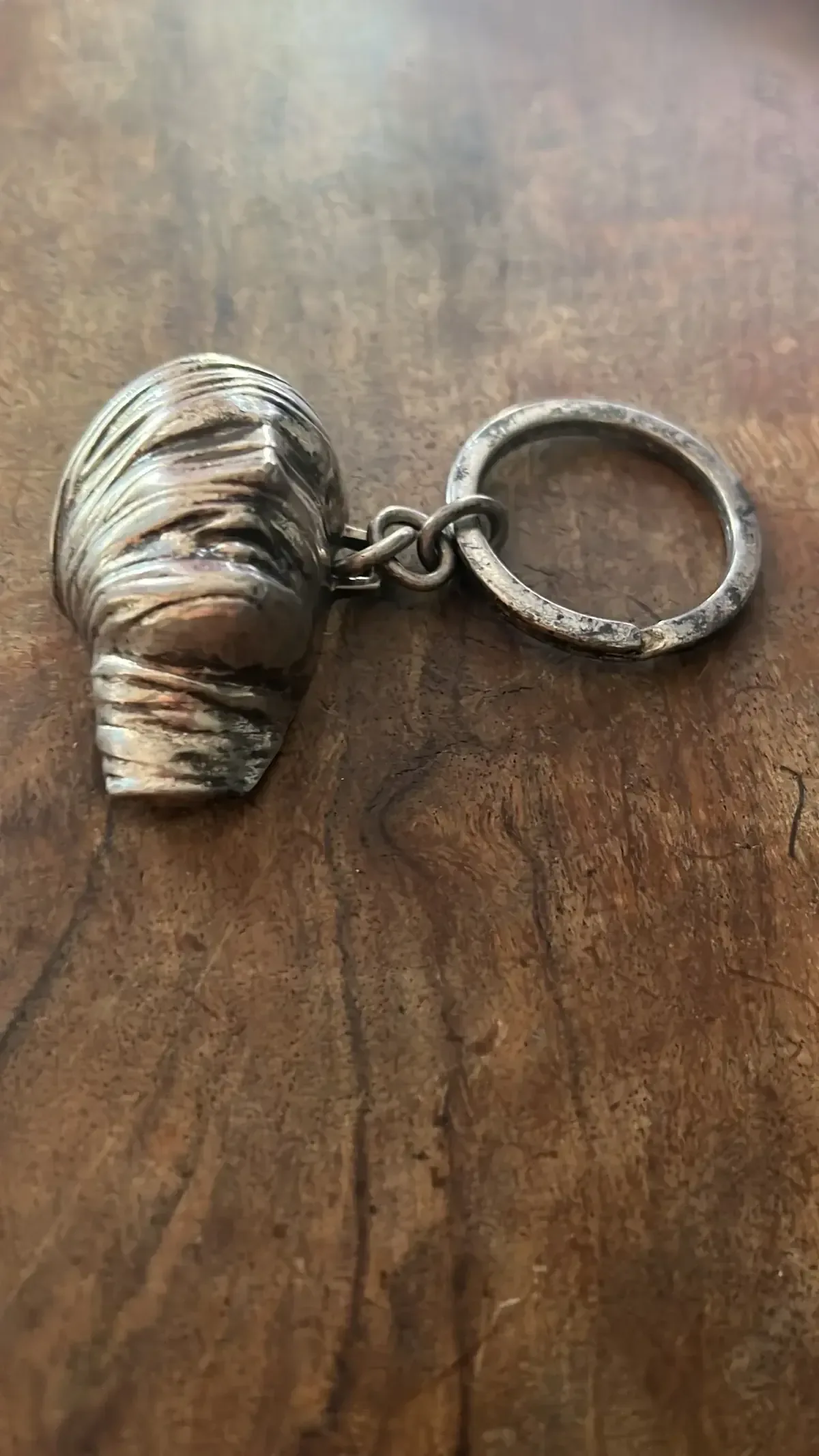 Testa Addormentata (Amnesty International) — Igor Mitoraj, silver pendant obverse close-up, private collection