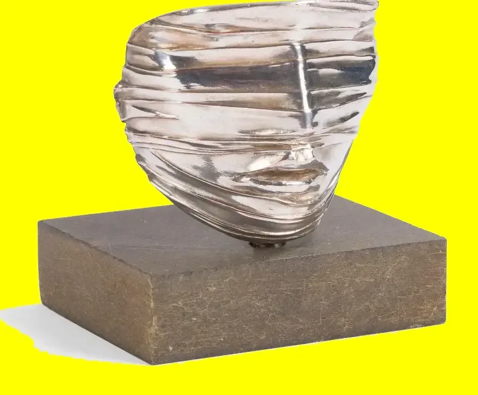 Visage Envoilé (c.1978) — Igor Mitoraj, silver-pewter patina bronze, front three-quarter view, Ed. 250