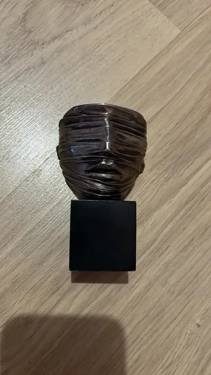 Visage Envoilé (c.1978) — Igor Mitoraj, silver-pewter patina bronze, left profile view, Ed. 250