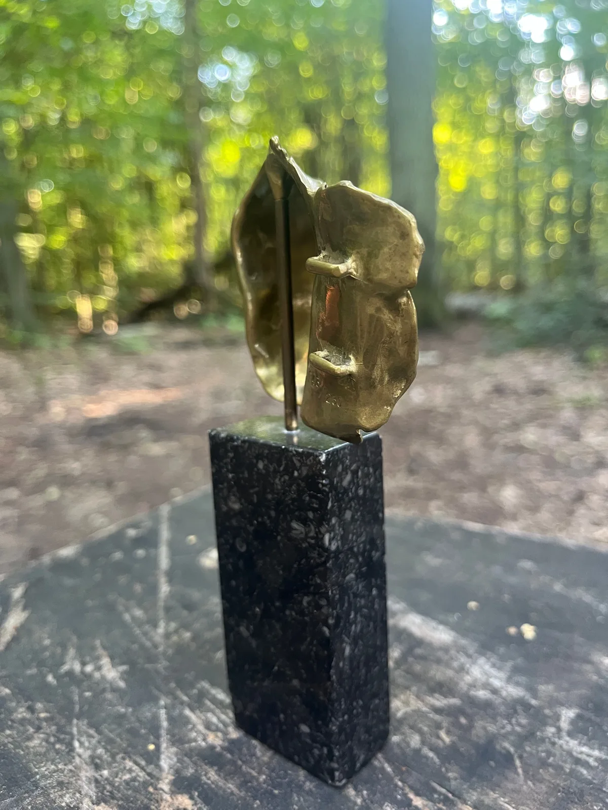 Visage Voilé — Mitoraj gilded bronze veiled head, second angle showing drapery folds